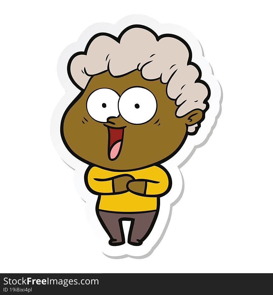 sticker of a cartoon happy man