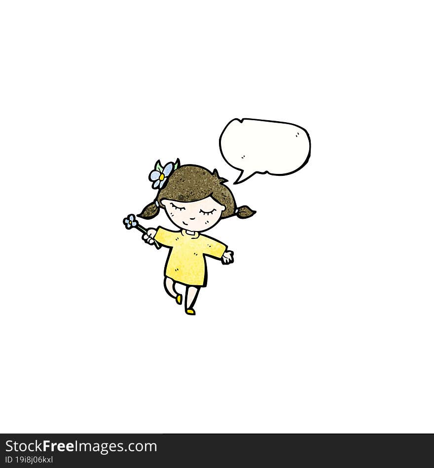 friendly girl with speech bubble cartoon