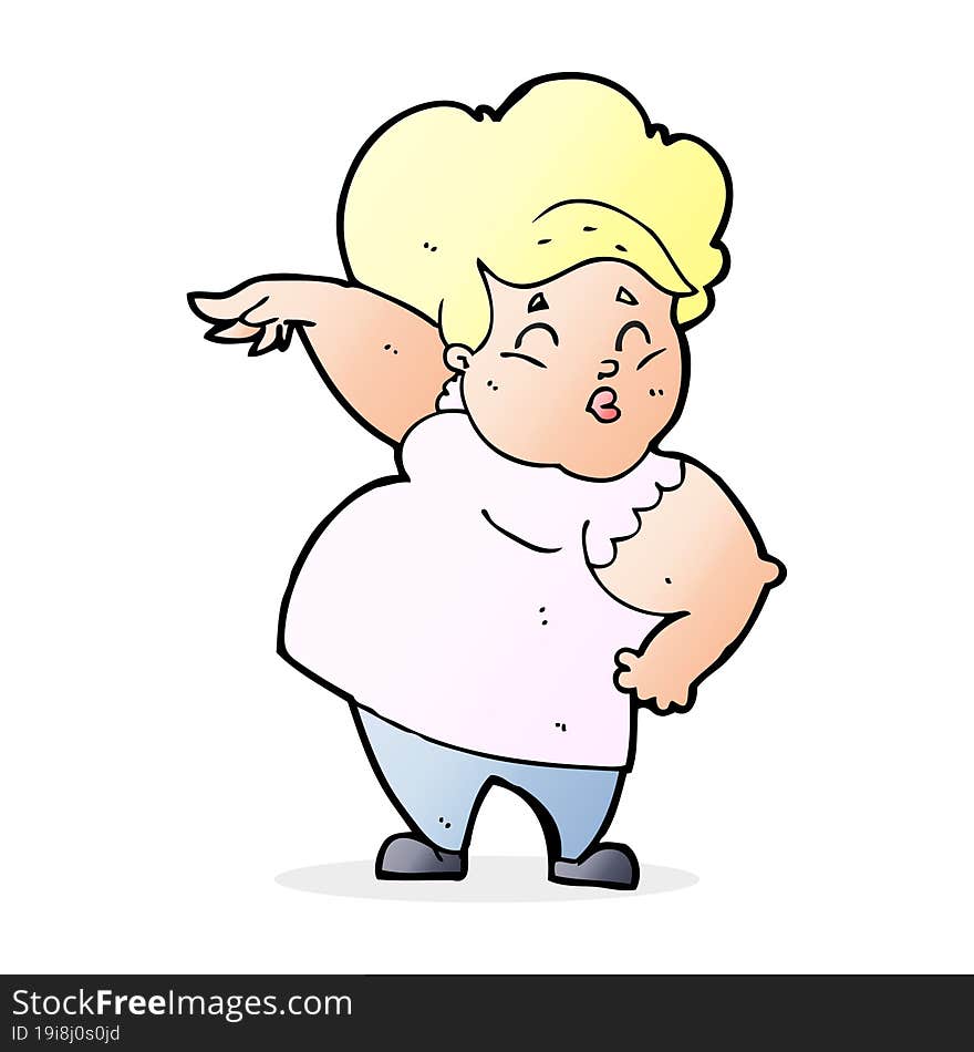 Cartoon Happy Overweight Lady