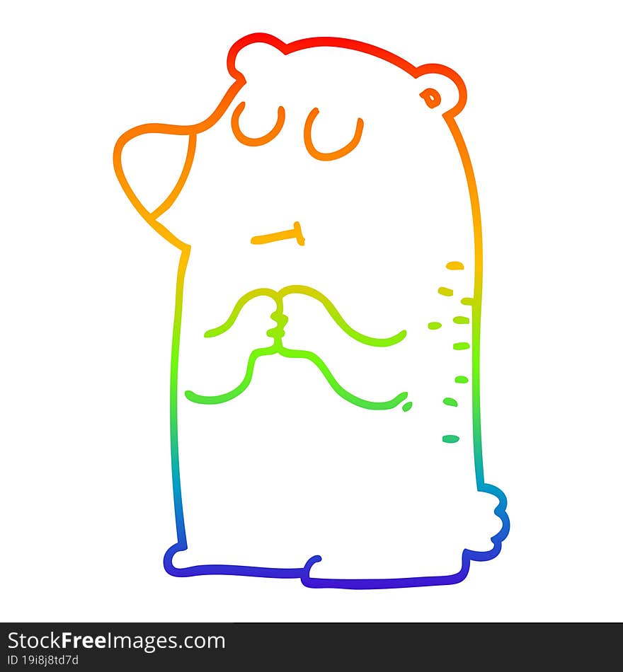 rainbow gradient line drawing cartoon shy bear