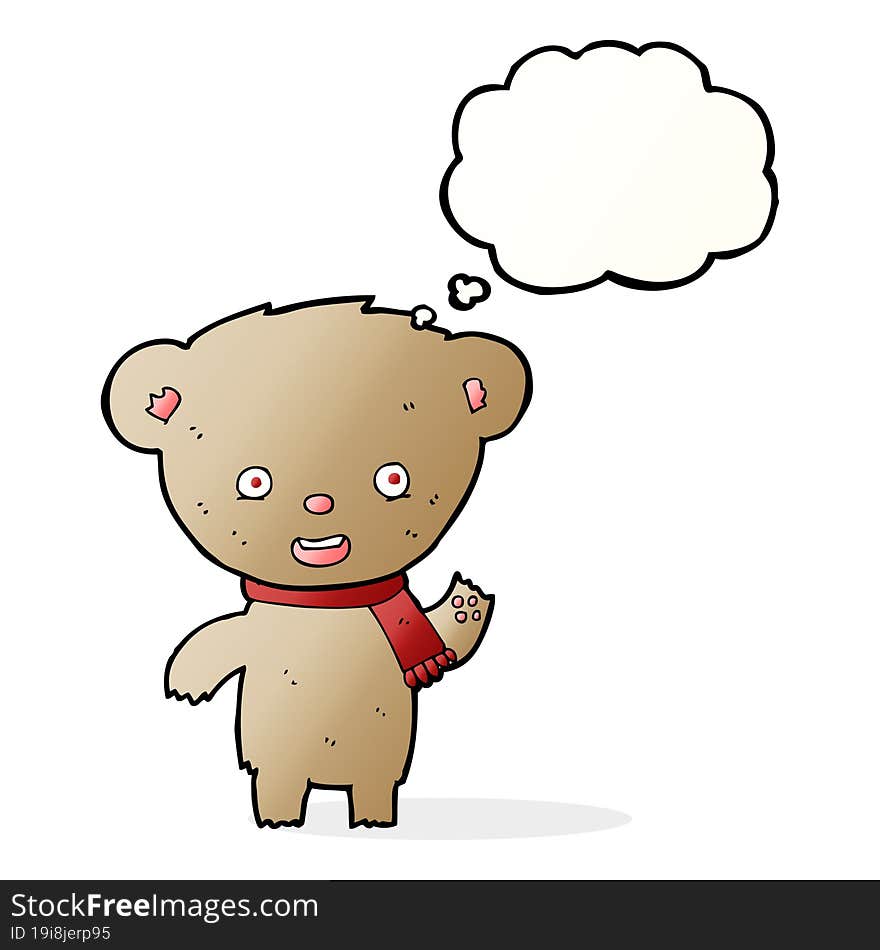 cartoon teddy bear with thought bubble