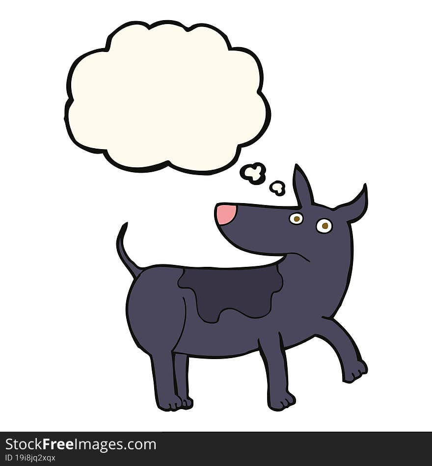 Funny Cartoon Dog With Thought Bubble