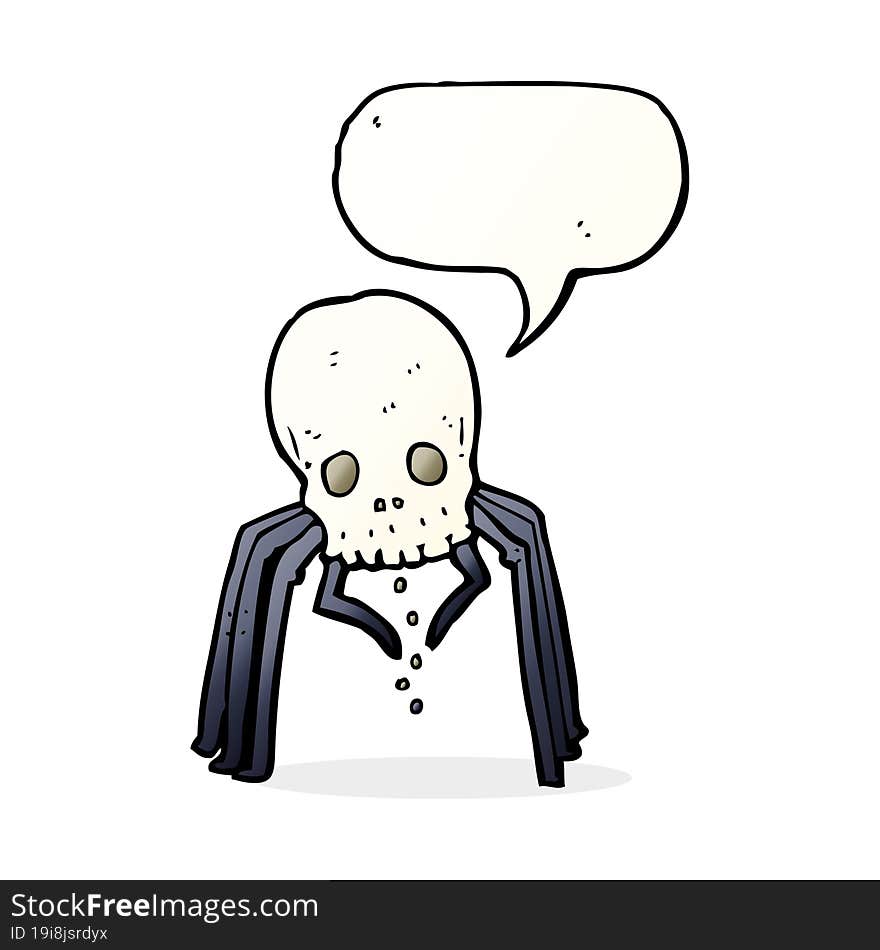 Cartoon Spooky Skull Spider With Speech Bubble