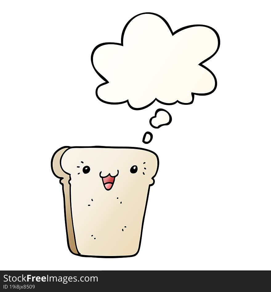 Cartoon Slice Of Bread And Thought Bubble In Smooth Gradient Style