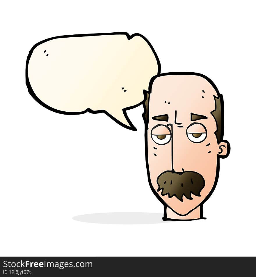 cartoon bored old man with speech bubble