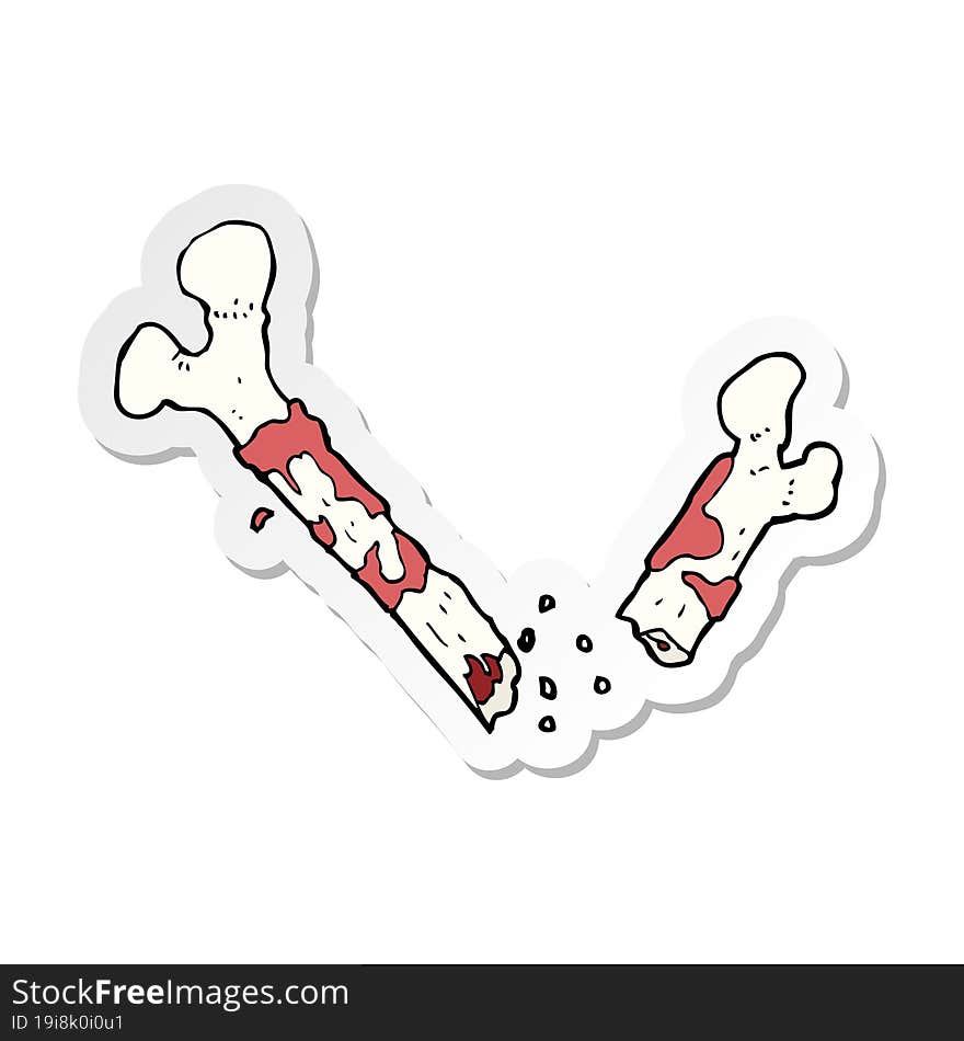 Sticker Of A Gross Broken Bone Cartoon