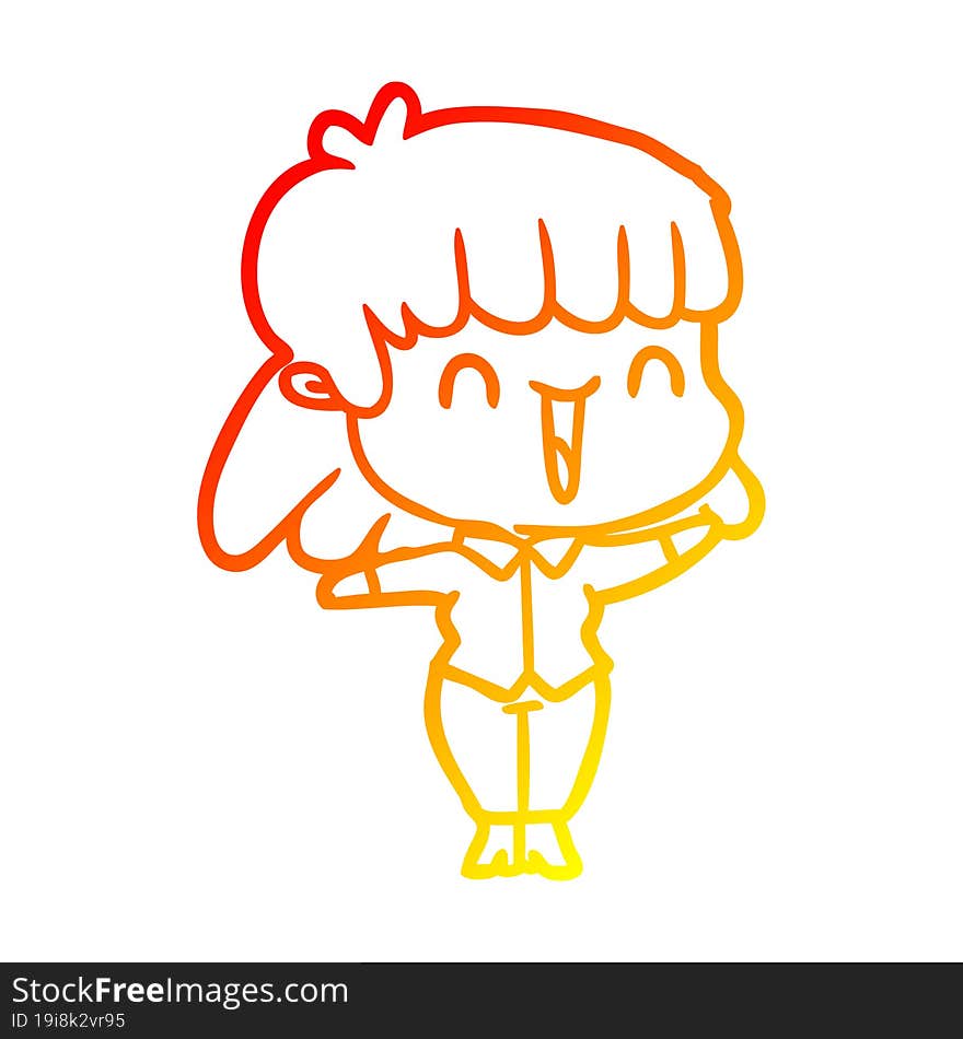 warm gradient line drawing of a cartoon woman