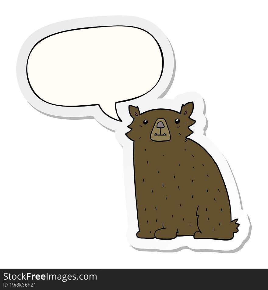 Cartoon Bear And Speech Bubble Sticker