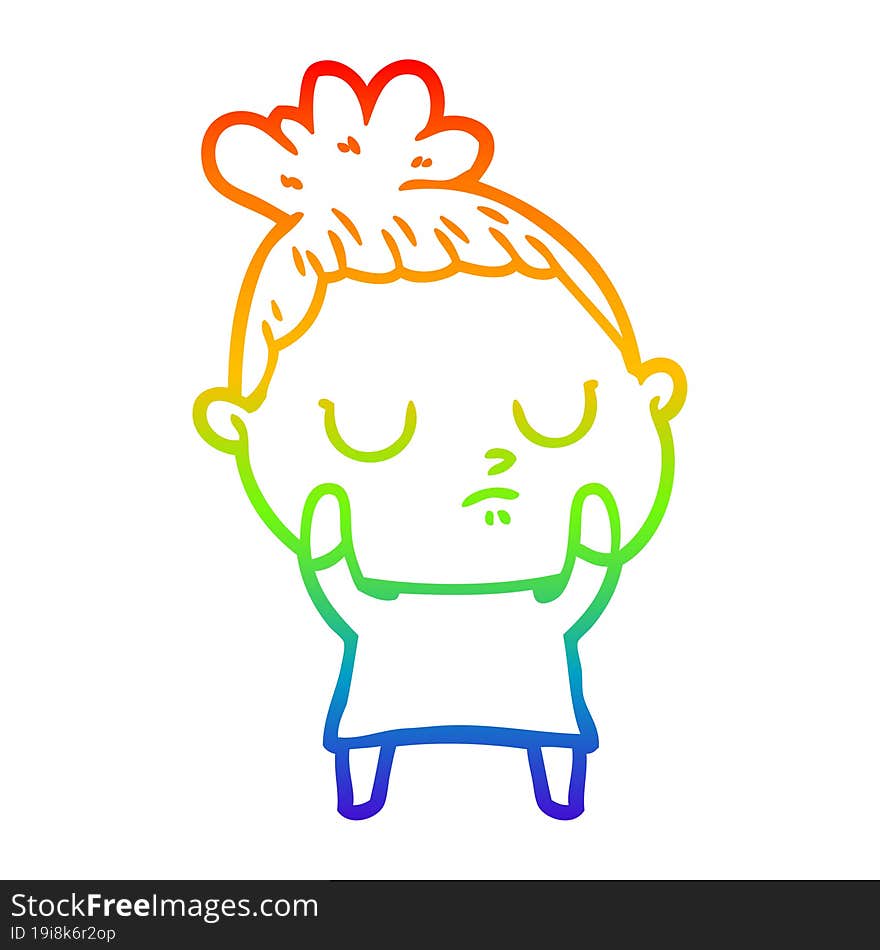 rainbow gradient line drawing cartoon calm woman