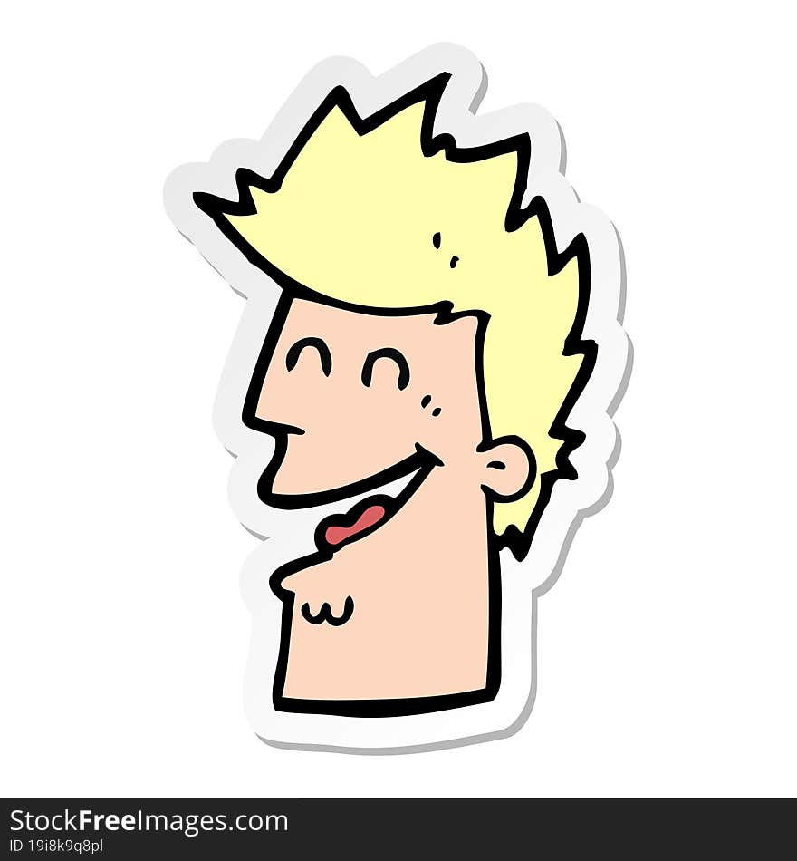 sticker of a cartoon happy man