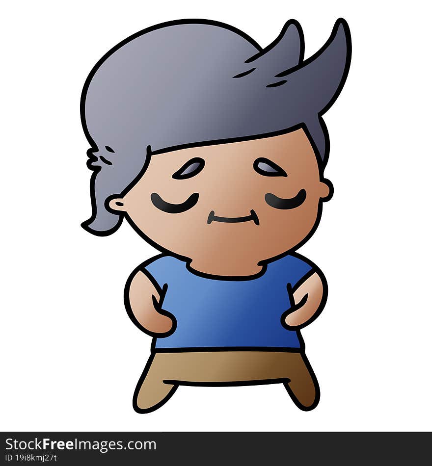 gradient cartoon of kawaii cute grey haired man