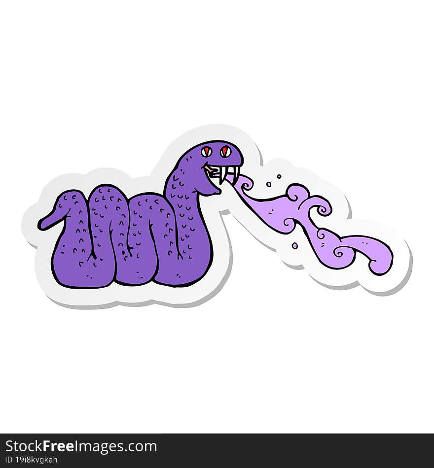 sticker of a cartoon spitting snake