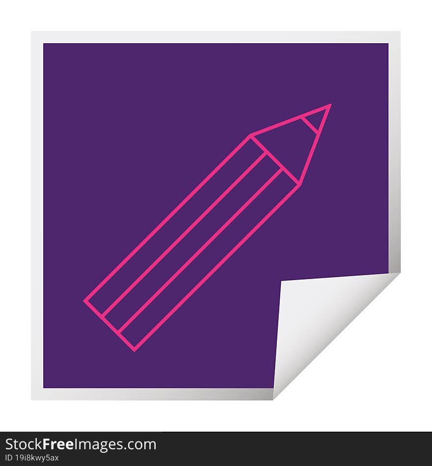 pencil vector illustration square peeling sticker. pencil vector illustration square peeling sticker