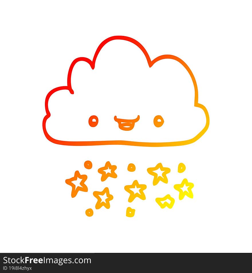 warm gradient line drawing cartoon storm cloud