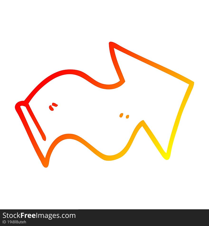 warm gradient line drawing cartoon pointing arrow