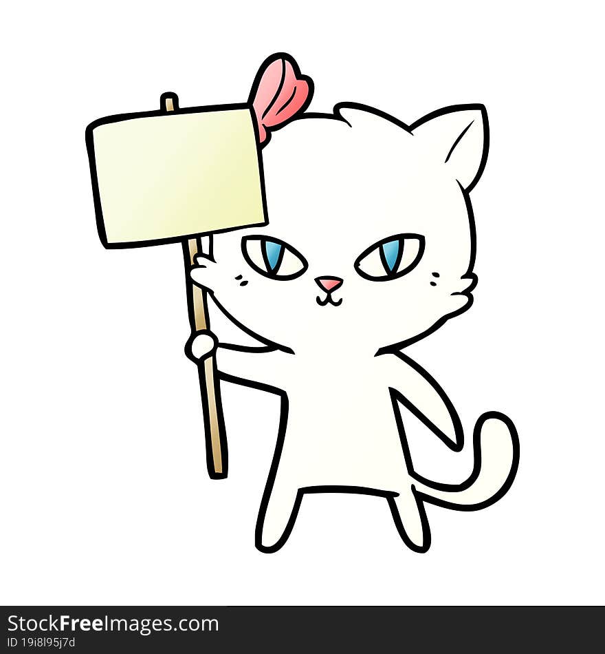 cute cartoon cat with protest sign. cute cartoon cat with protest sign