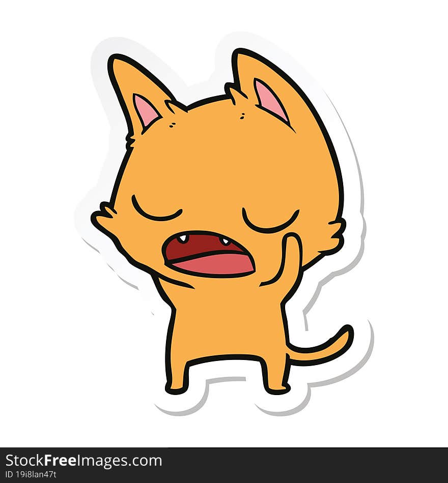 sticker of a talking cat cartoon