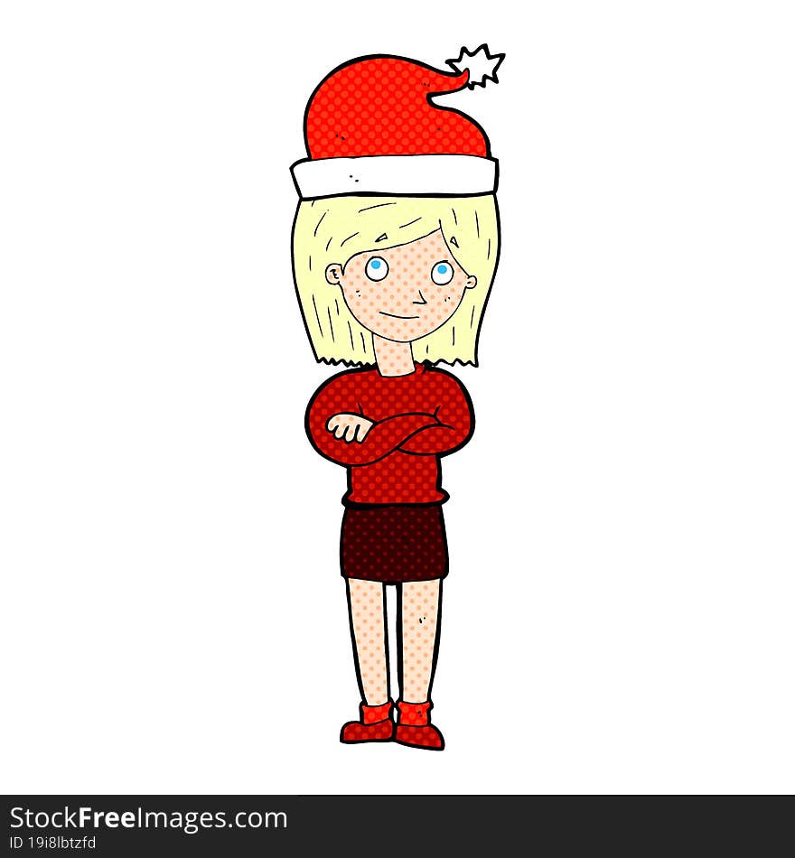 cartoon woman ready for christmas