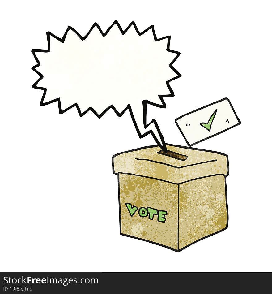 Speech Bubble Textured Cartoon Ballot Box