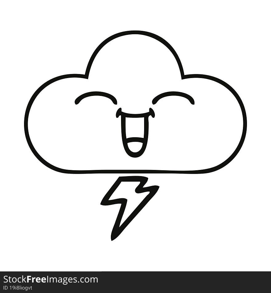 line drawing cartoon thunder cloud