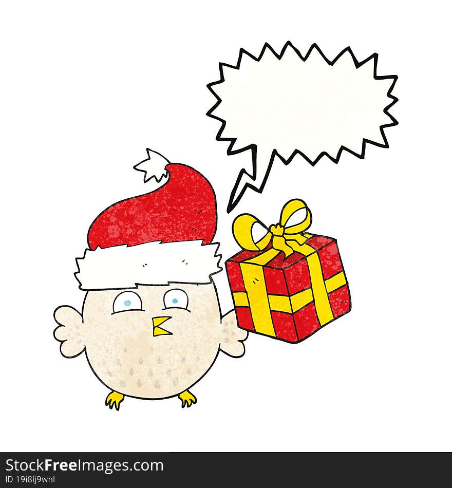 speech bubble textured cartoon  christmas owl