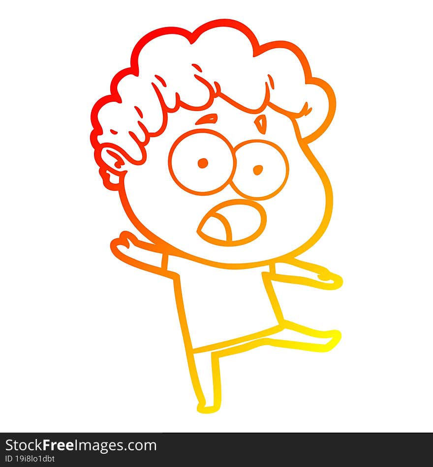 warm gradient line drawing cartoon shocked man