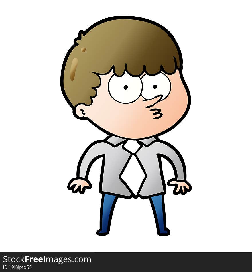 cartoon nervous boy in shirt and tie. cartoon nervous boy in shirt and tie