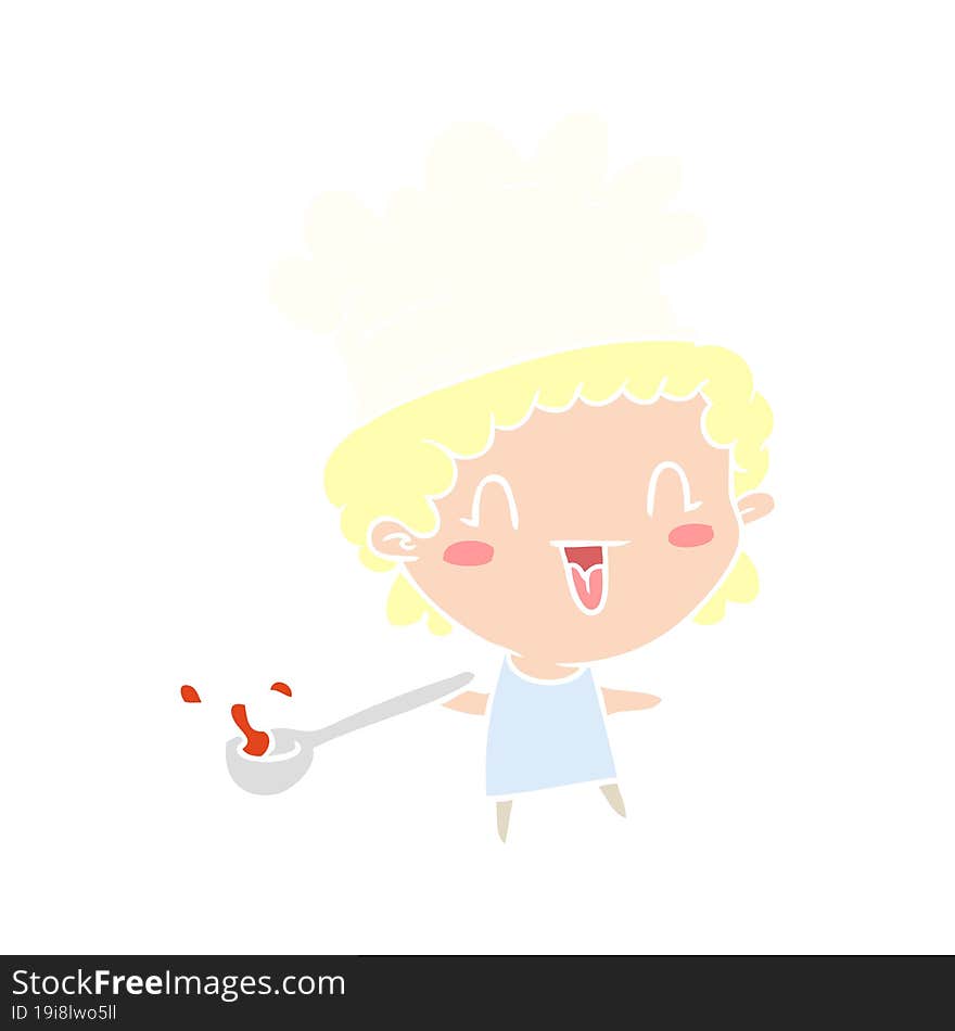 cute flat color style cartoon happy chef