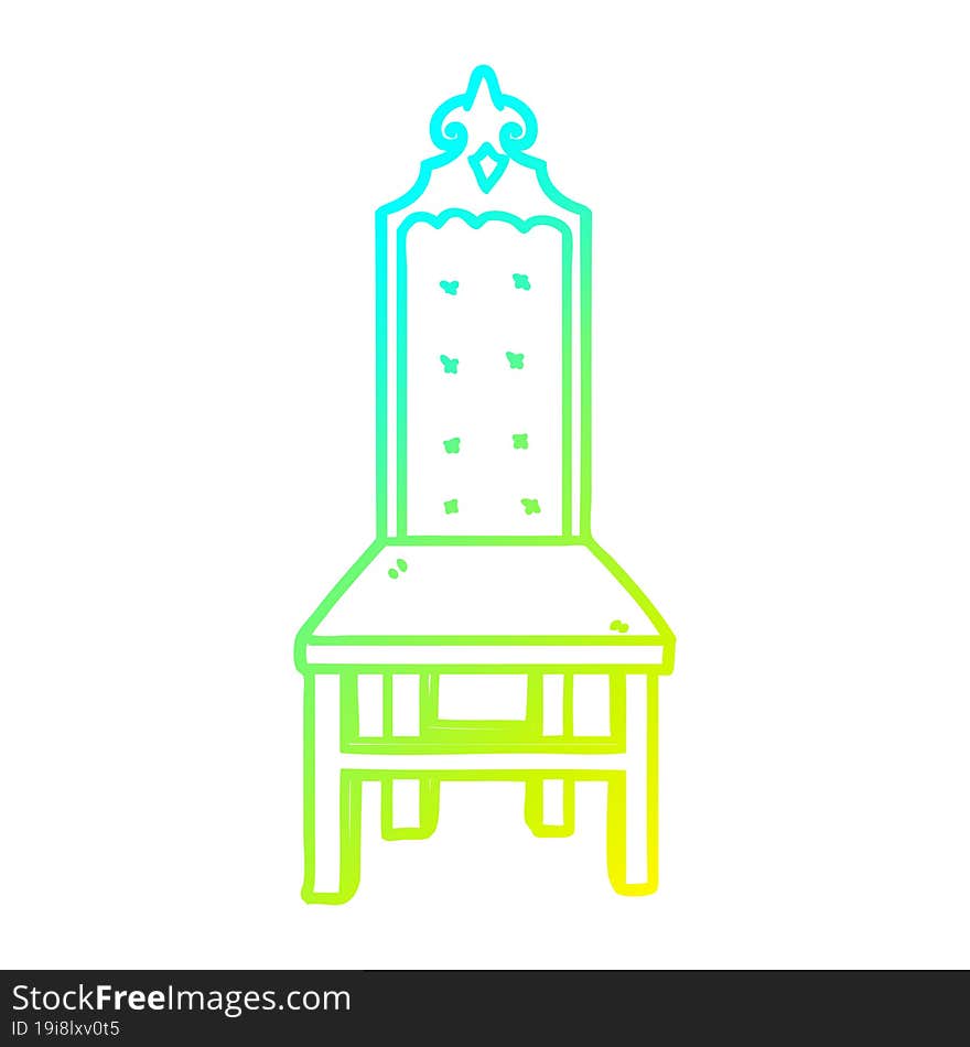 cold gradient line drawing fancy cartoon chair