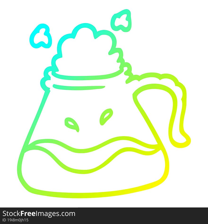 cold gradient line drawing cartoon coffee jug