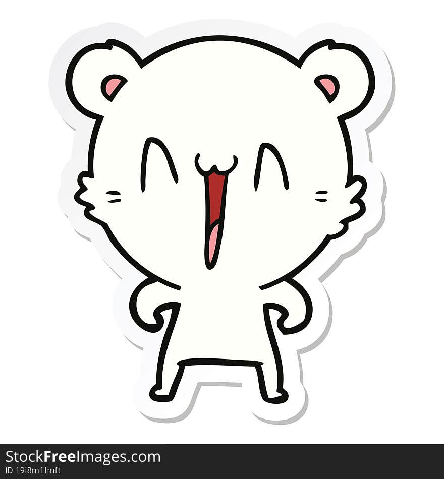 sticker of a happy polar bear cartoon