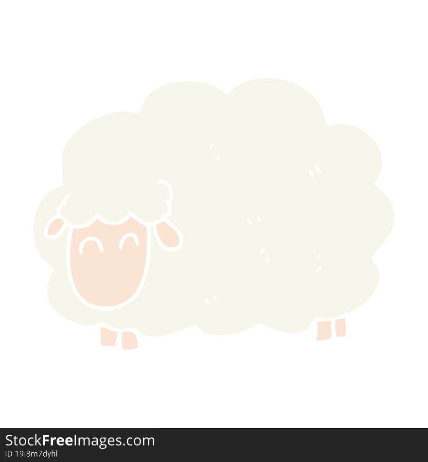 flat color illustration of a cartoon sheep