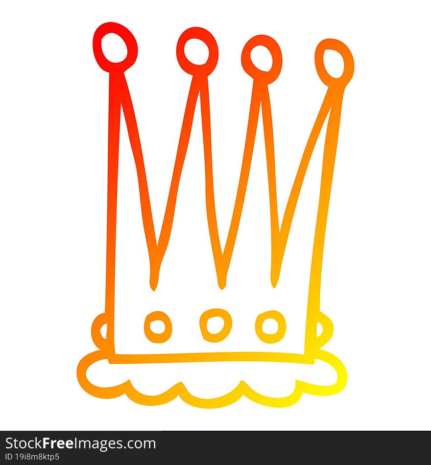 warm gradient line drawing cartoon crown