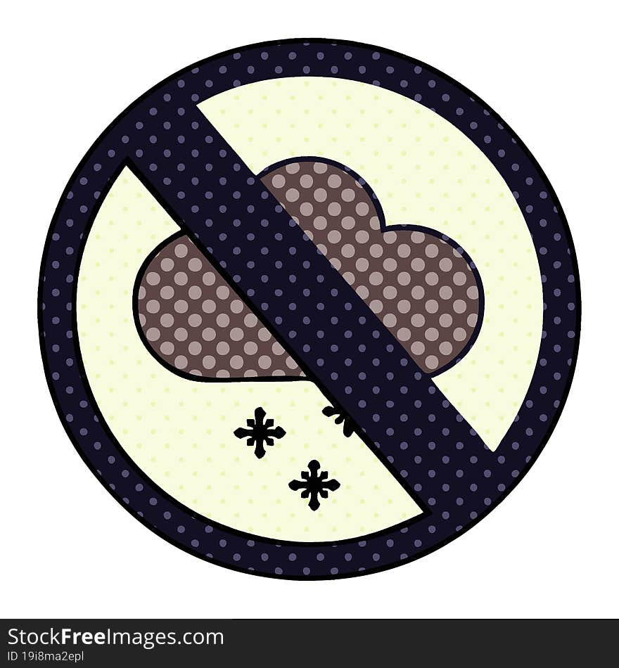 comic book style cartoon of a snow cloud warning sign