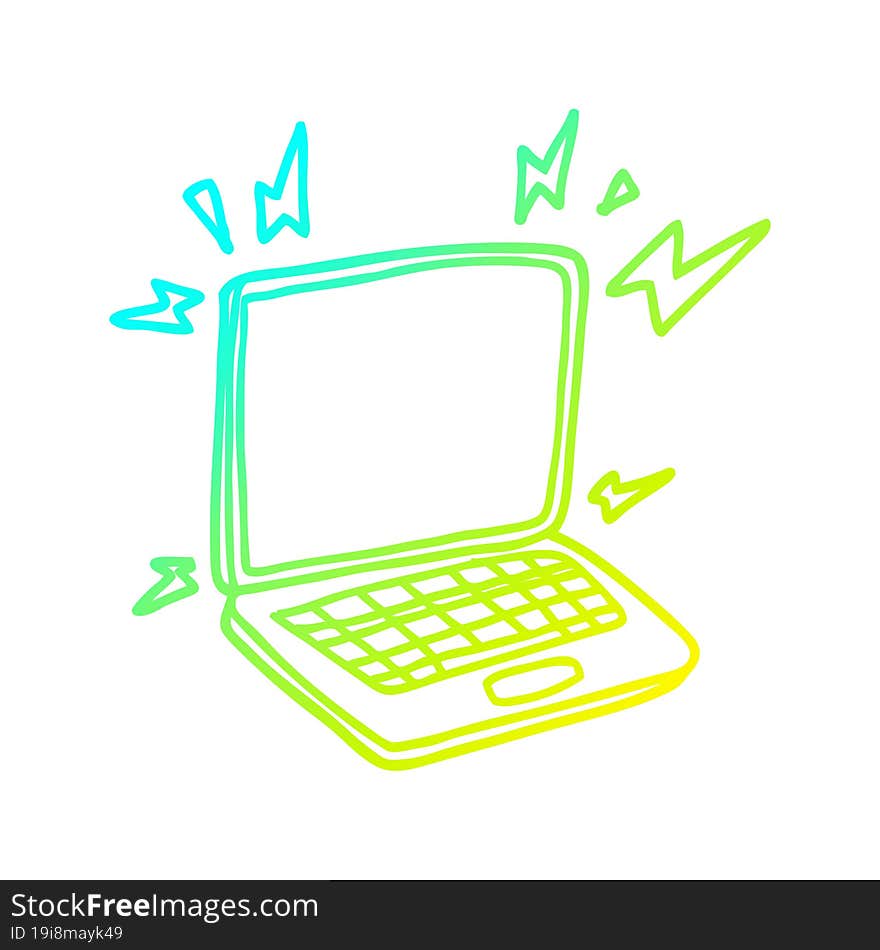 cold gradient line drawing cartoon laptop computer