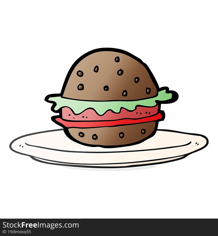 Cartoon Burger On Plate