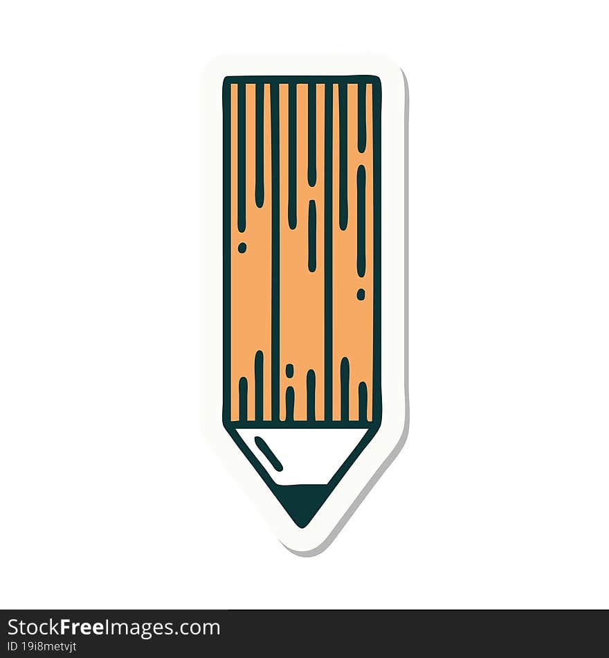 tattoo style sticker of a pencil