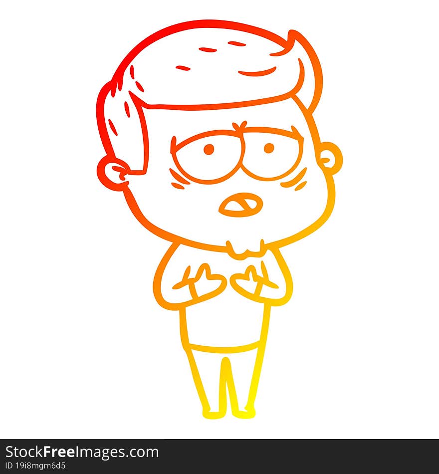 warm gradient line drawing cartoon tired man