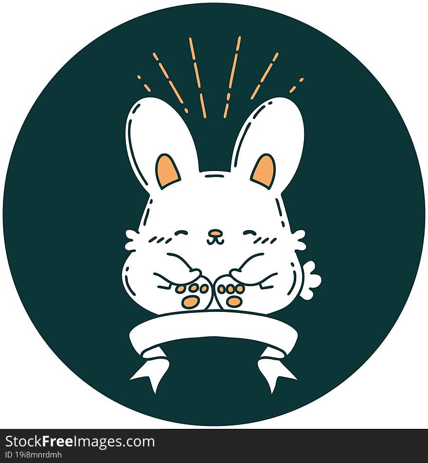 icon of tattoo style happy rabbit