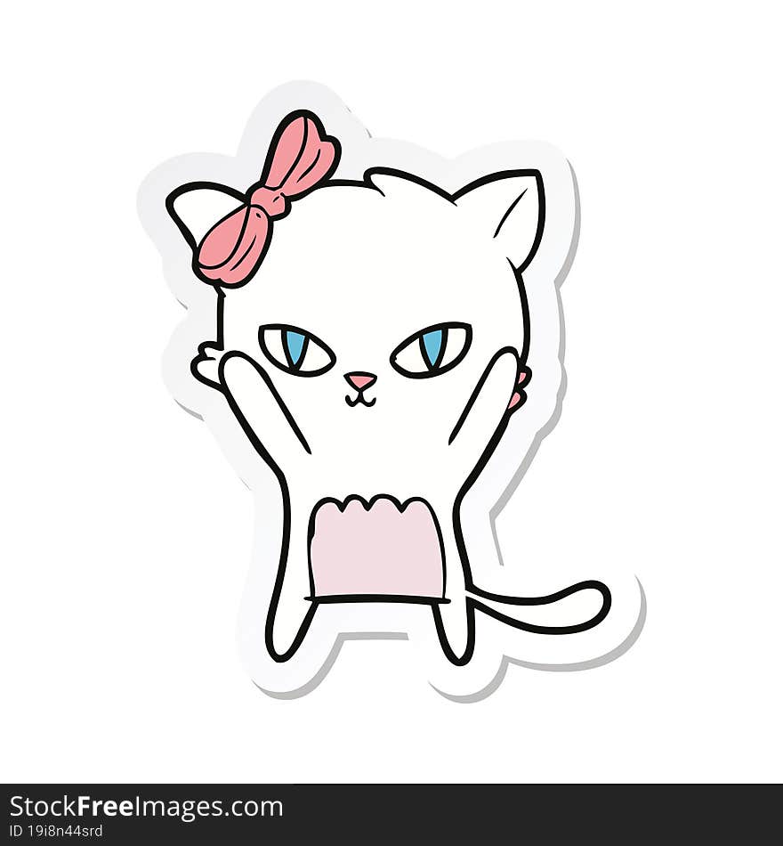 Sticker Of A Cute Cartoon Cat