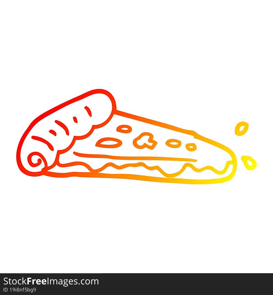 warm gradient line drawing cartoon pizza slice