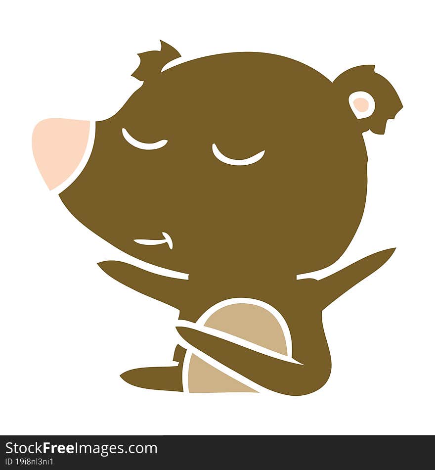 happy flat color style cartoon bear