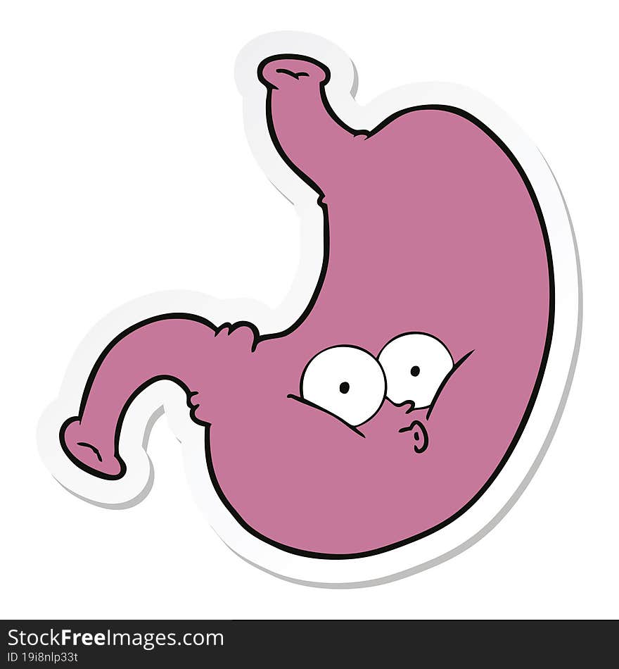 Sticker Of A Cartoon Bloated Stomach