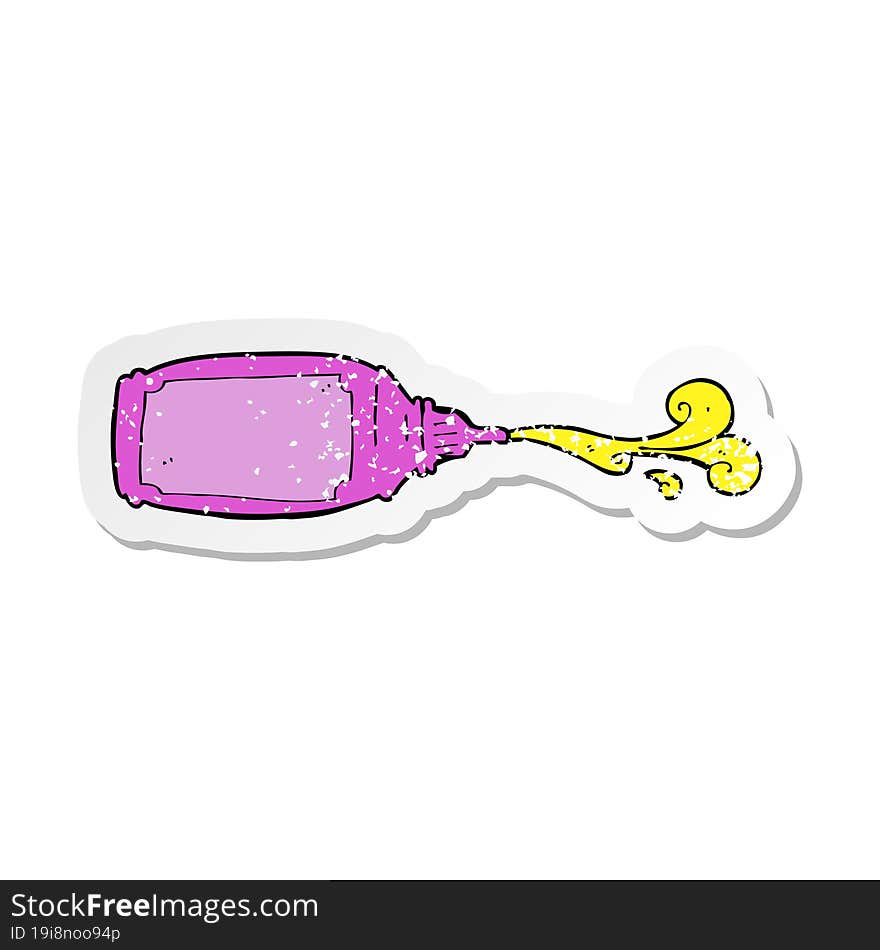 retro distressed sticker of a cartoon squirting bottle