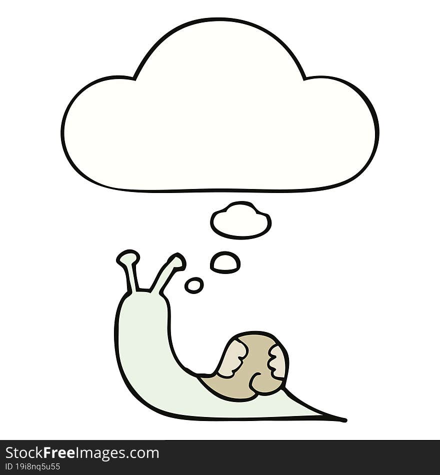 cartoon snail with thought bubble. cartoon snail with thought bubble