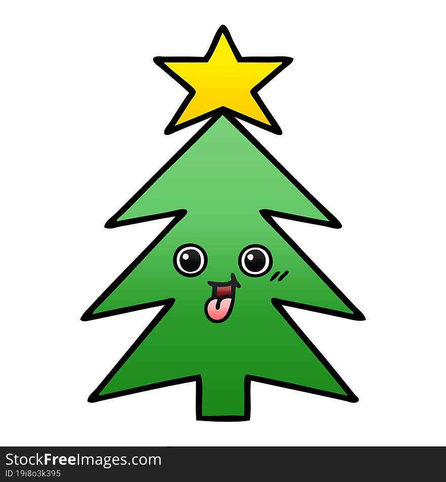 gradient shaded cartoon of a christmas tree