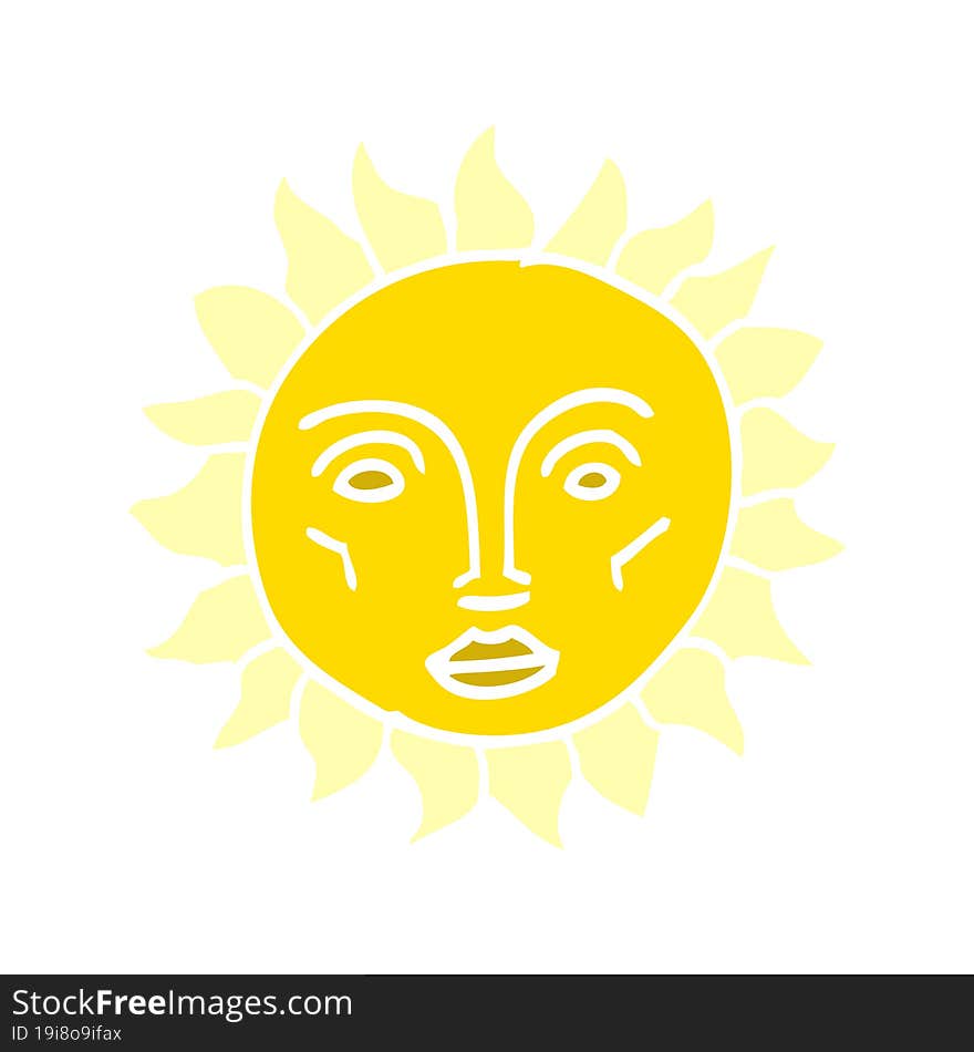 cartoon doodle traditional sun face