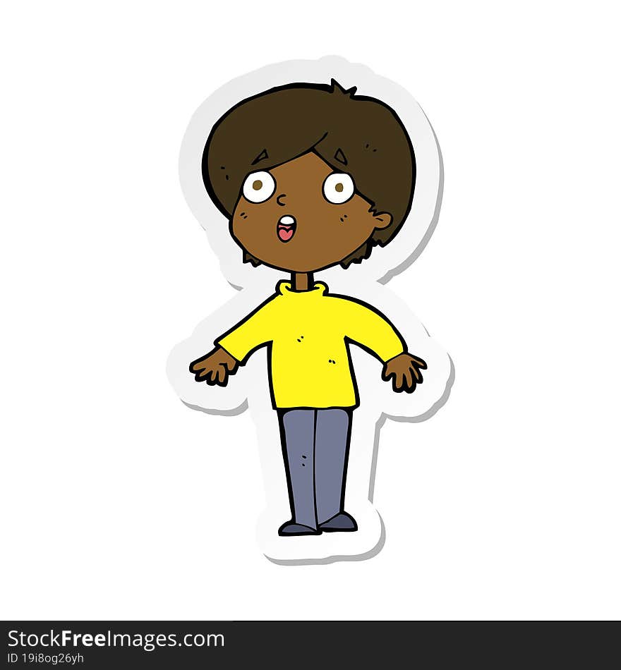 sticker of a cartoon surprised man