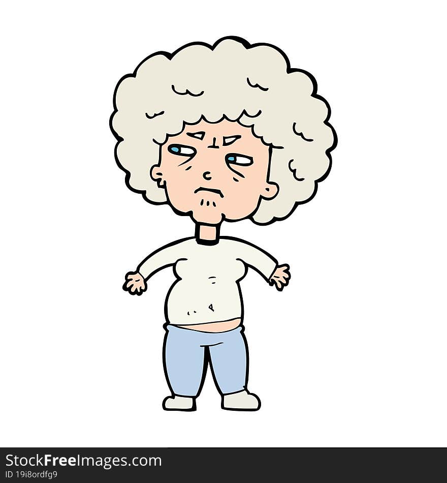 cartoon annoyed old woman