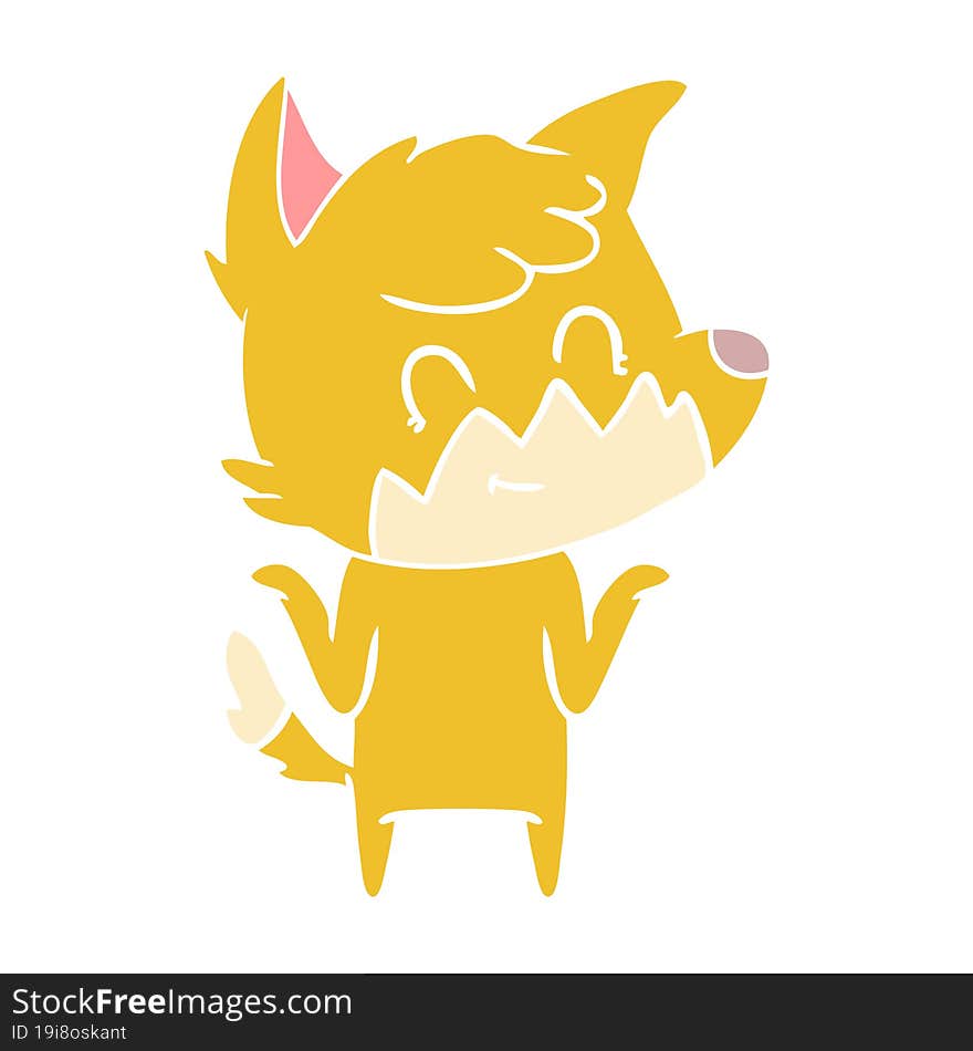 flat color style cartoon friendly fox